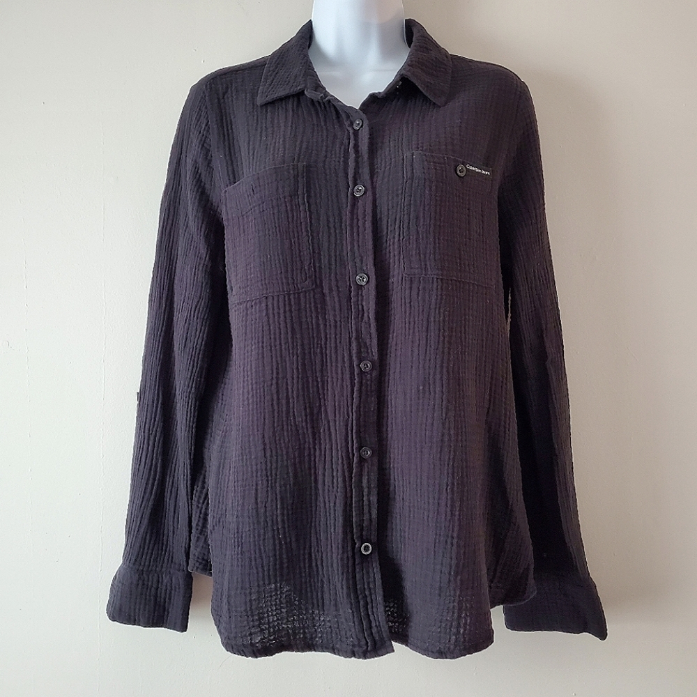 CK Ribbed Button Down Shirt